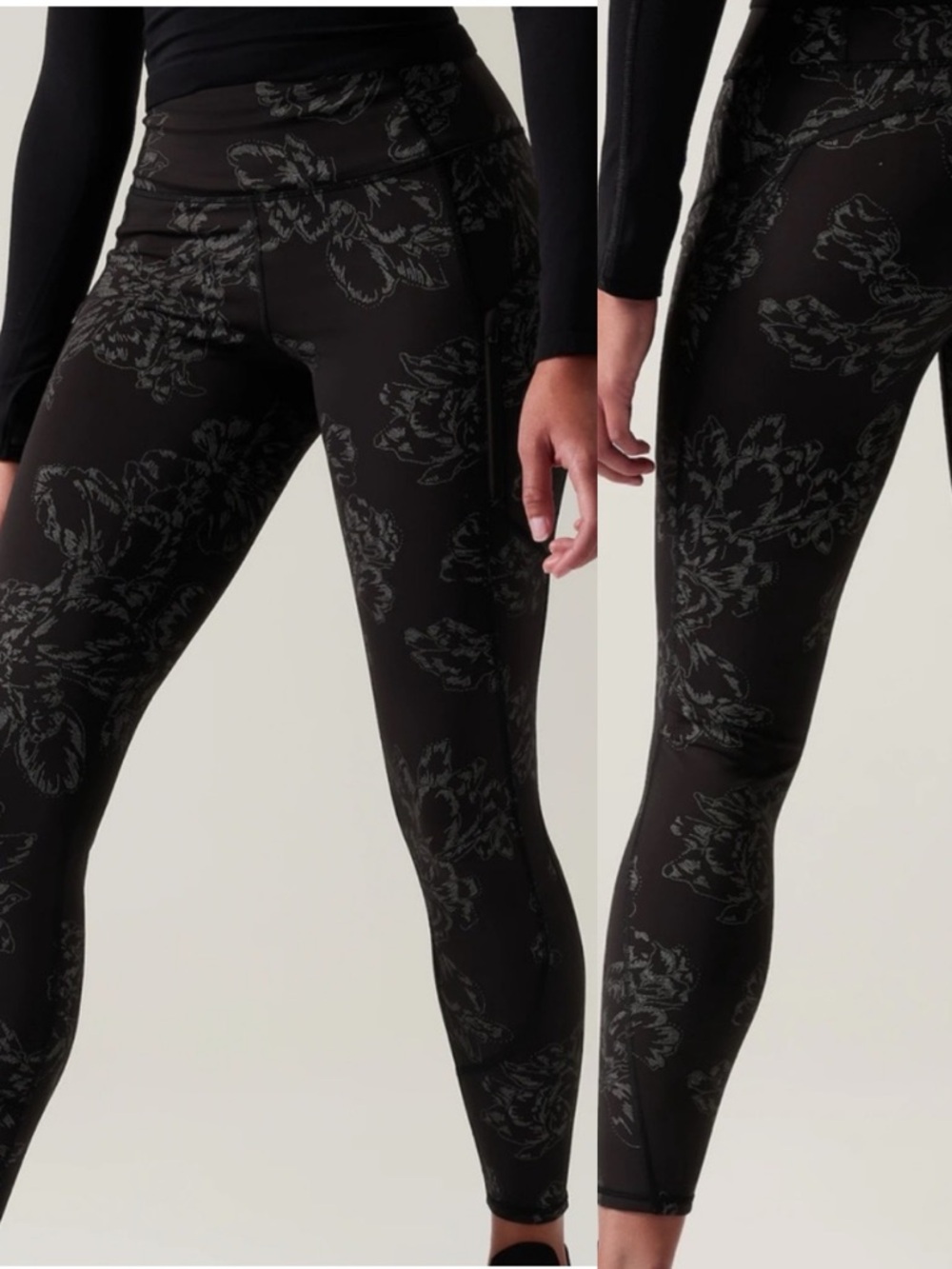 Athleta Rainier Reflective Tight‎ Bloom Floral Reflective Black Size Small S